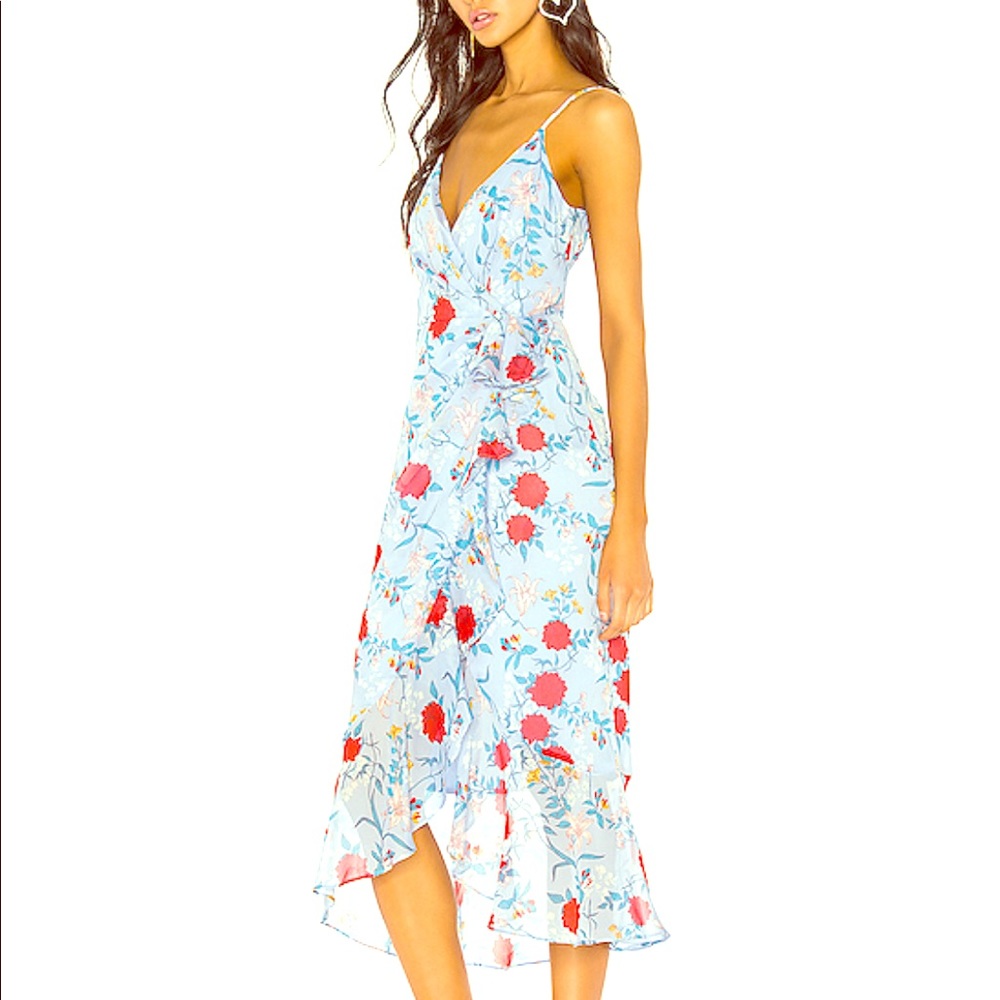 BARDOT RUCHED MIDI DRESS